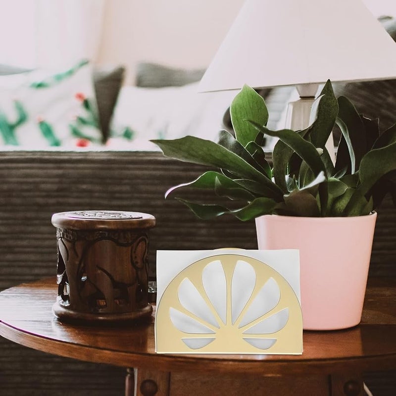 حامل مناديل طاولة نصف دائري ذهبي متعدد الوظائف للمنزل والمطبخ والمطعم - Image 4